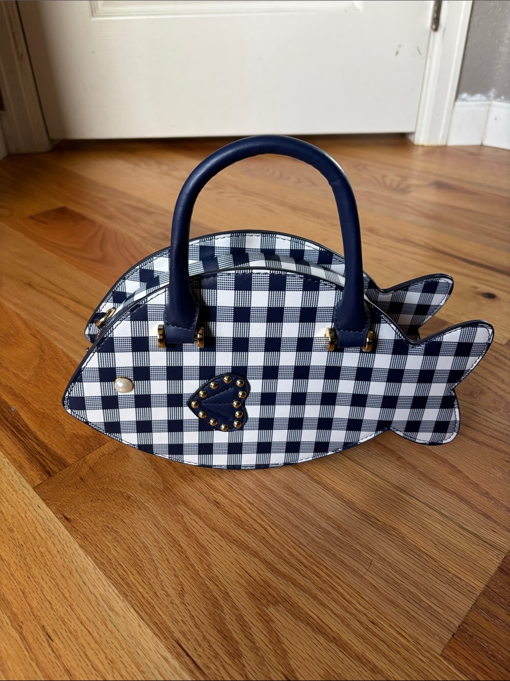 Betsey Johnson Gingham Fish Crossbody Bag